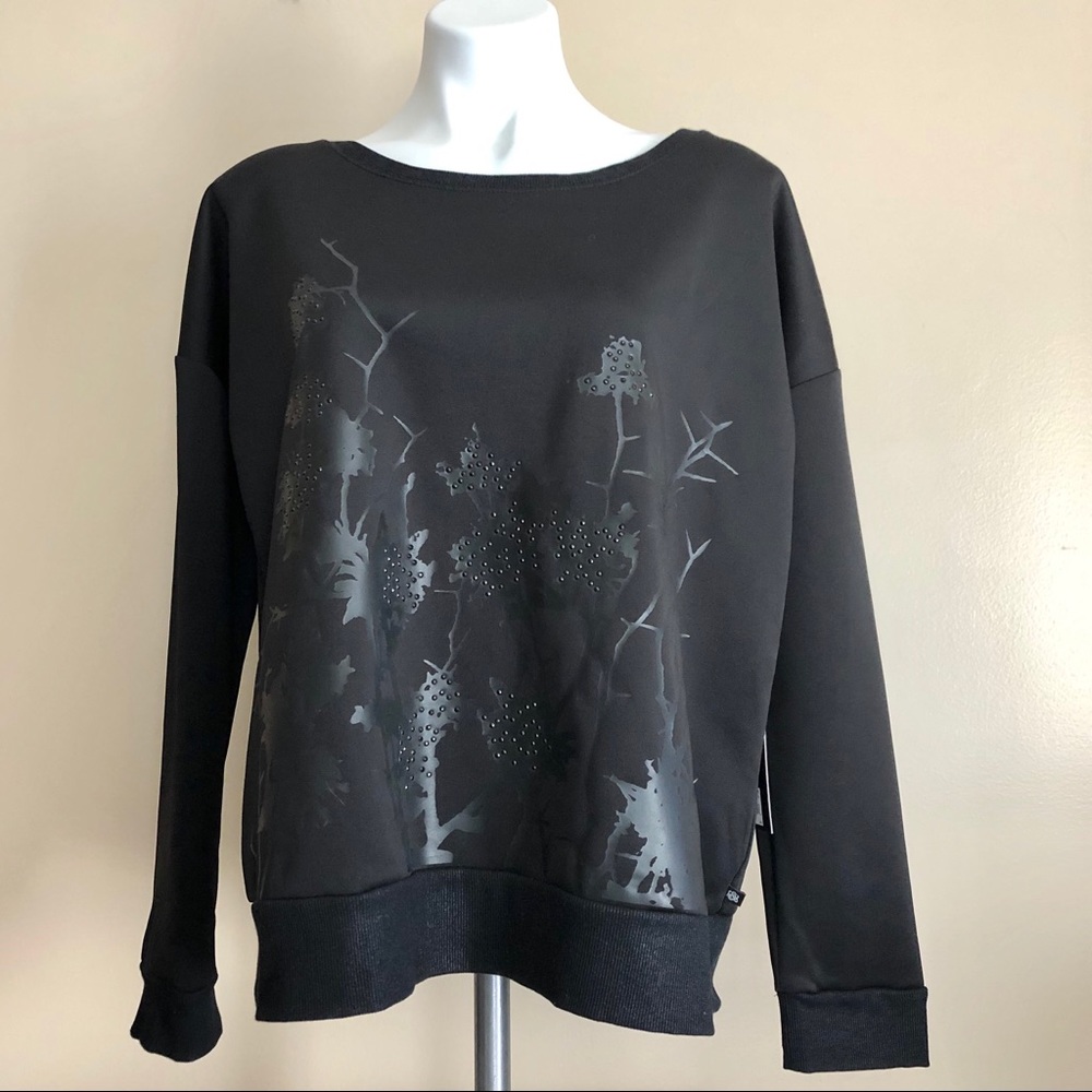 Rock & Republic Black Scuba Knit Printed Sweater